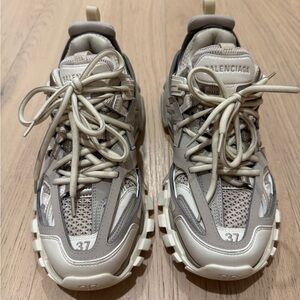 Balenciaga Cream and Gray Track Sneakers